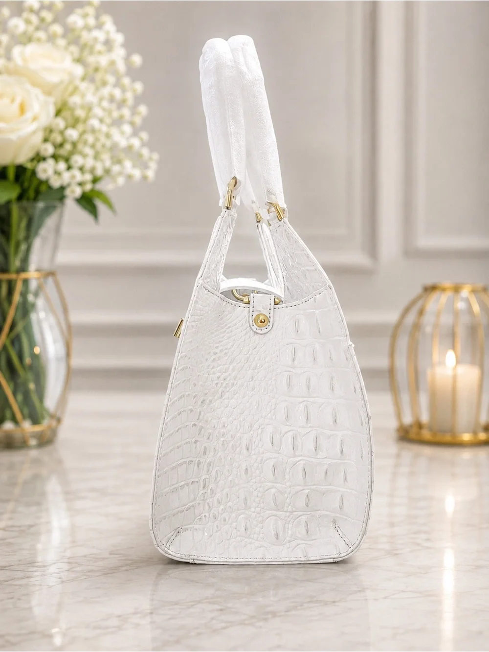 NWT Brahmin Adrian in Sea Salt White Satchel